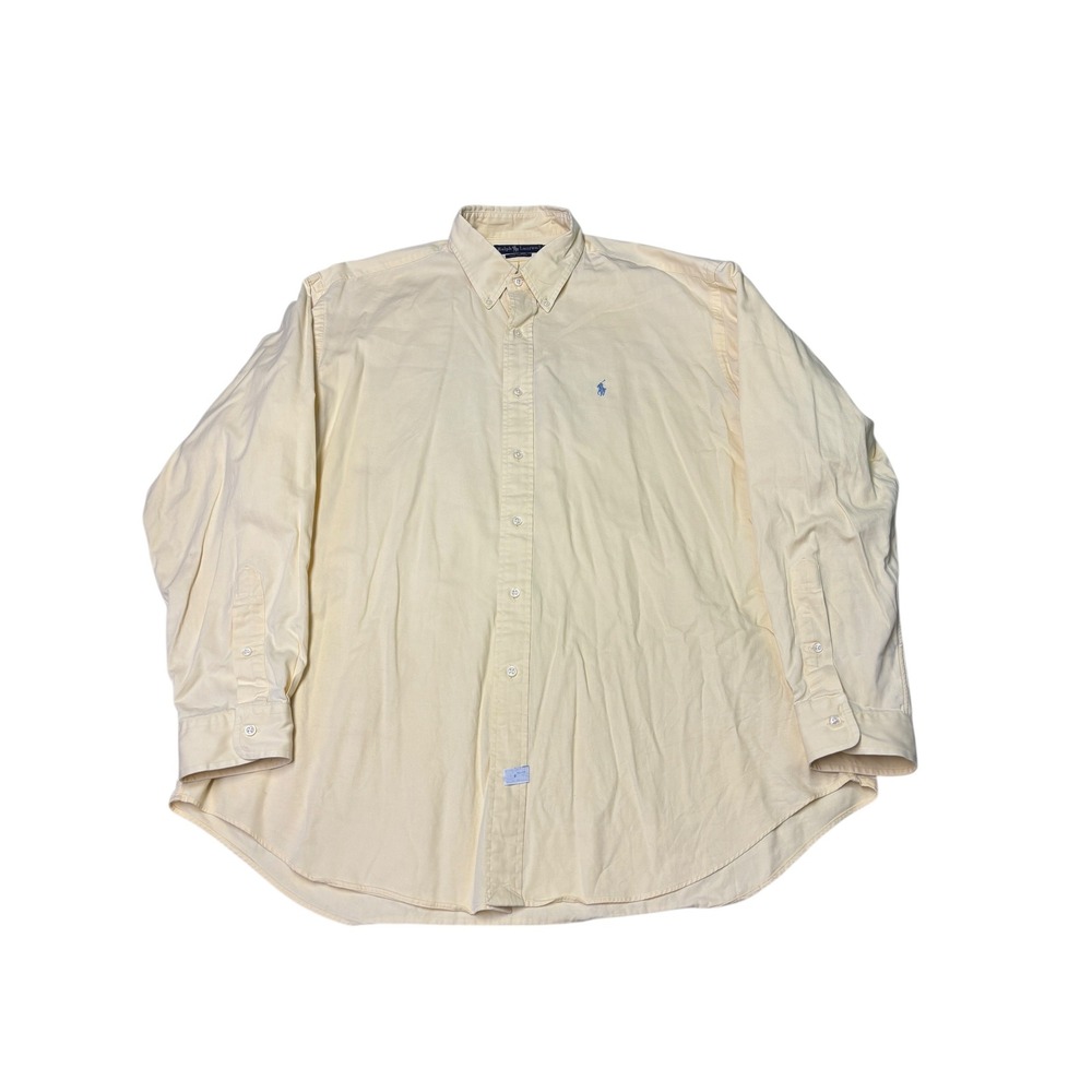 Polo Ralph Lauren Mens XL Yellow Cotton Twill Button Down Shirt Long Sleeve Pony